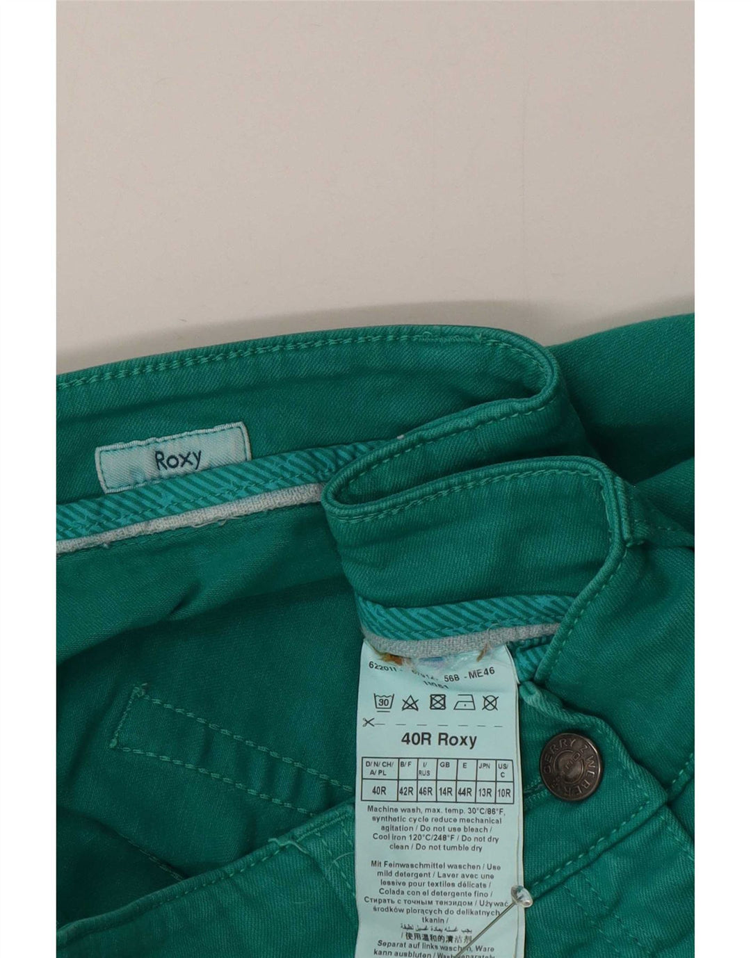 Roxy Dame Slim Jeans UK 14 Large W30 L30 Grøn Bomuld