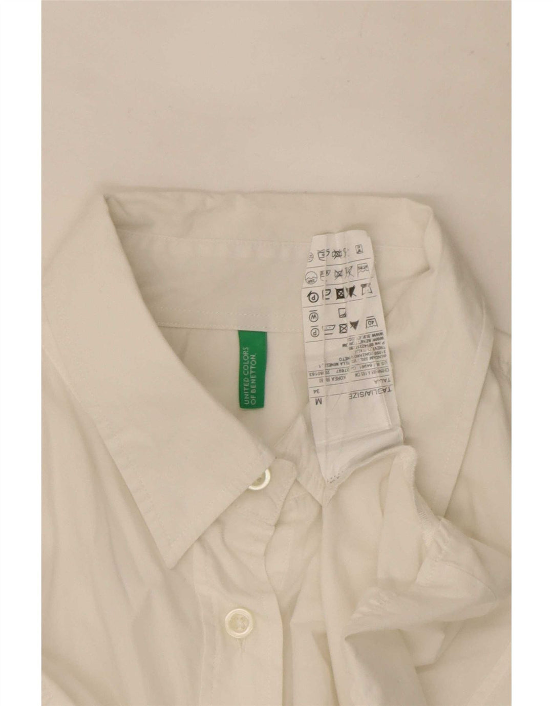 Benetton Dameskjorte UK 14 Medium Hvid Bomuld
