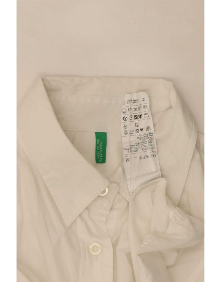 Benetton Dameskjorte UK 14 Medium Hvid Bomuld