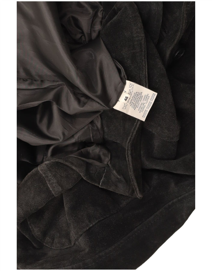 CONBIPEL Womens Suede 3 Button Blazer Jacket IT 46 Small Black Leather