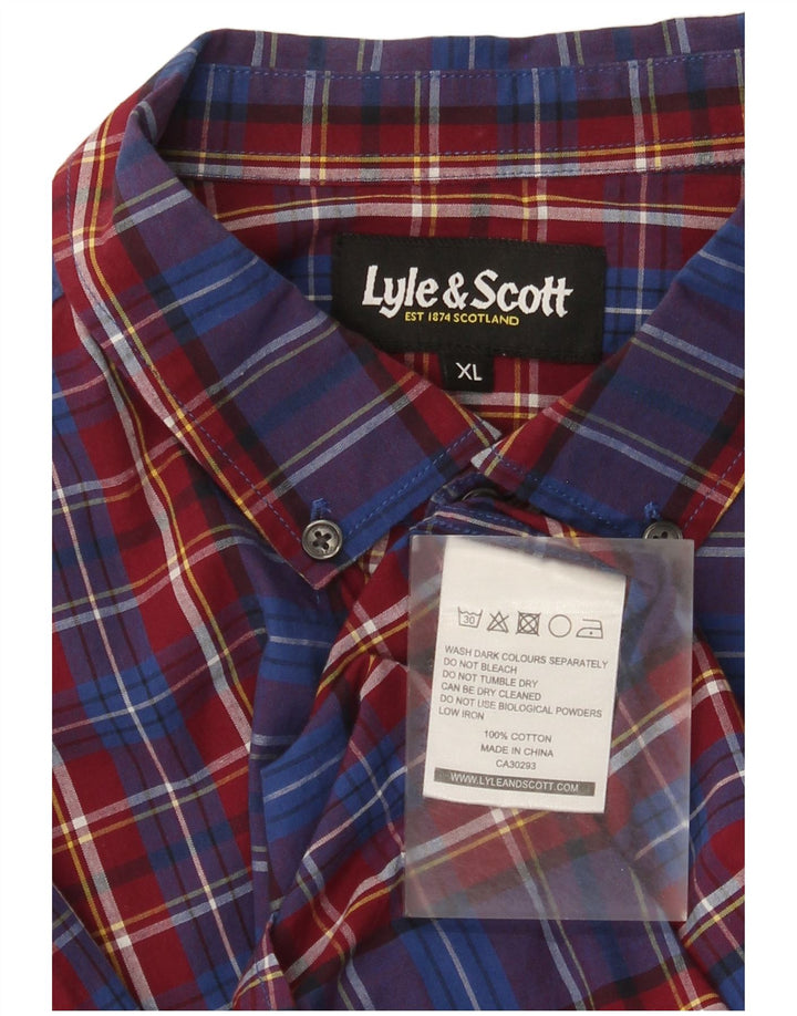 Lyle & Scott herreskjorte XL blå ternet bomuld