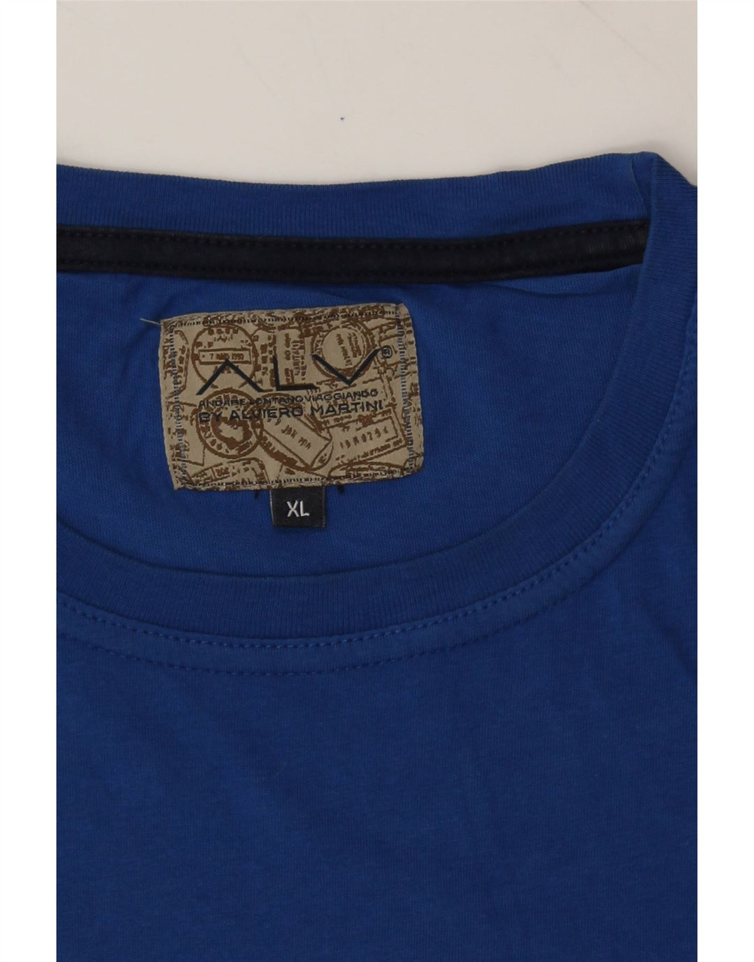 ALVIERO MARTINI Mens Graphic T-Shirt Top XL Blue Cotton Vintage ALVIERO MARTINI and Second-Hand ALVIERO MARTINI from Messina Hembry 