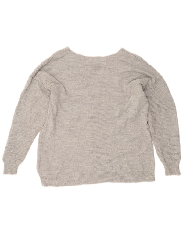 Topshop Dame Oversized V-hals sweater UK 10 Small Grå Akryl