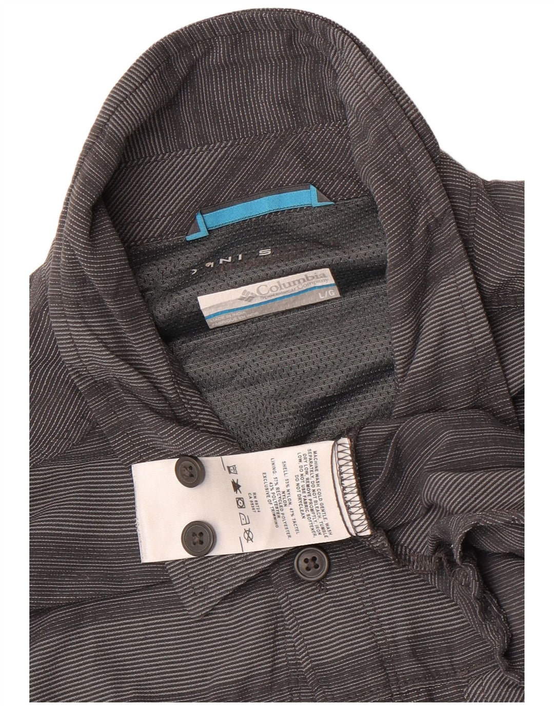 Columbia herreskjorte stor gråstribet nylon