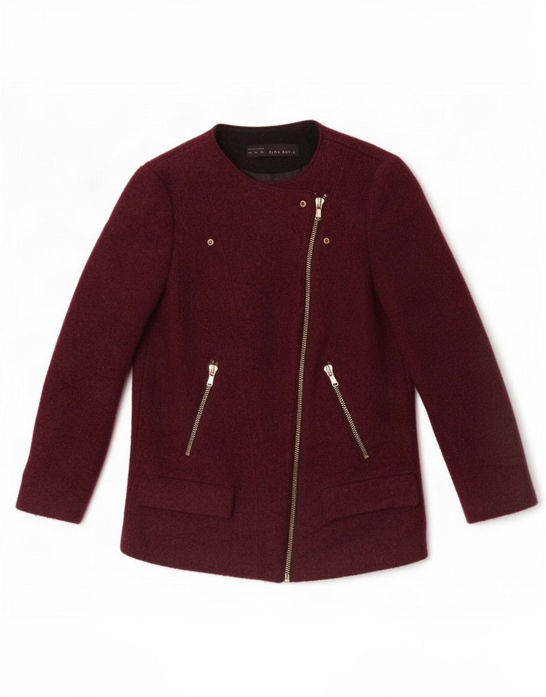 Zara Dame Blazer Jacket UK 12 Medium Burgundy Wool