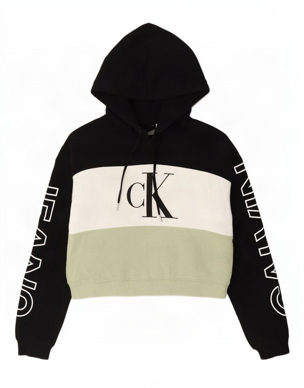 Calvin Klein Jeans Dame Oversized grafisk hættetrøje Jumper UK 10 Small Black
