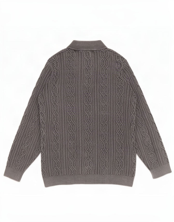 Joe Browns Herre Button Neck Jumper Sweater 2XL Grå Bomuld
