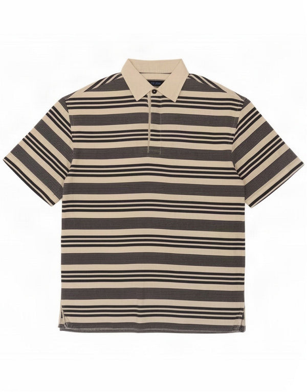 Les Copains Herre Blue Eagle Polo Shirt IT 48 Medium Beige Stribet