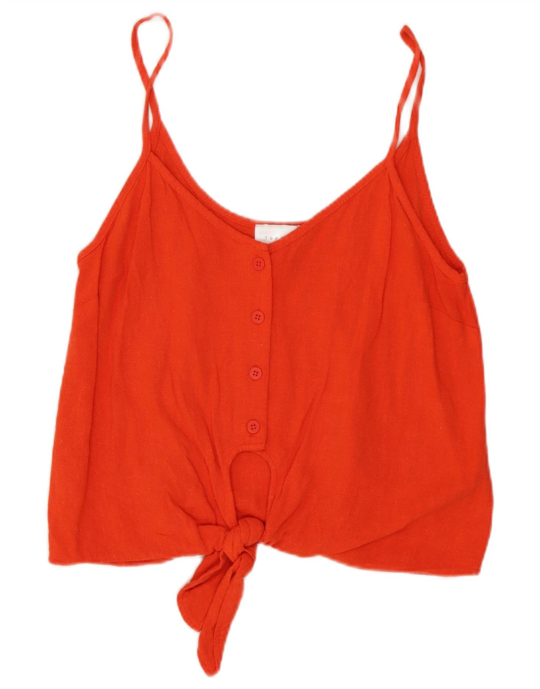 Topshop Dame Crop Front Tie Cami Top UK 8 Small Red Viscose