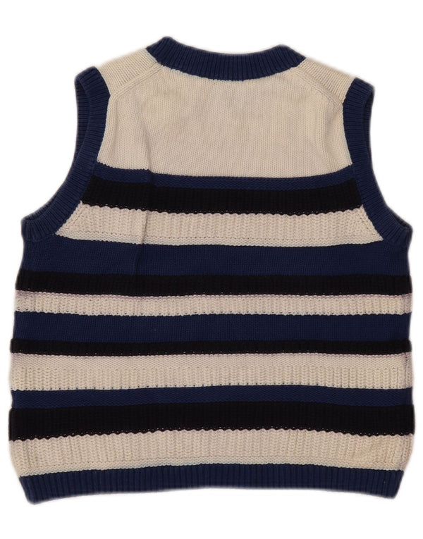 Cos Dame Crop Vest Tank Top UK 6 XS Marineblå Stribet Bomuld