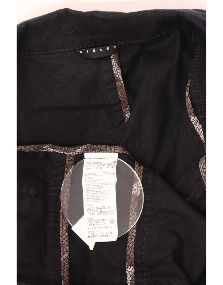 Sisley Womens Blazer Jacket IT 40 Small Black Cotton