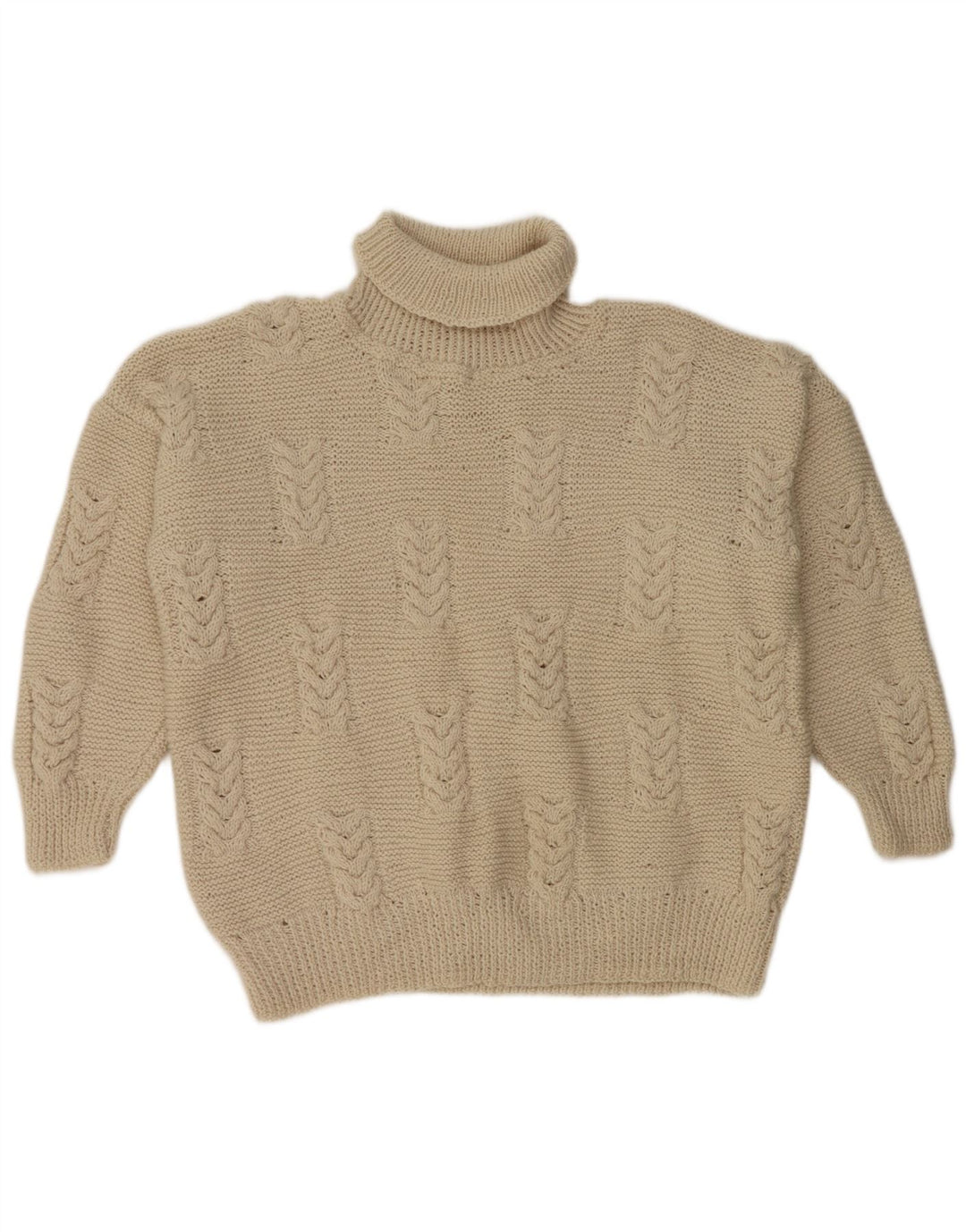 Vintage Dame Crop Roll Neck Jumper Sweater UK 20 2XL Off White