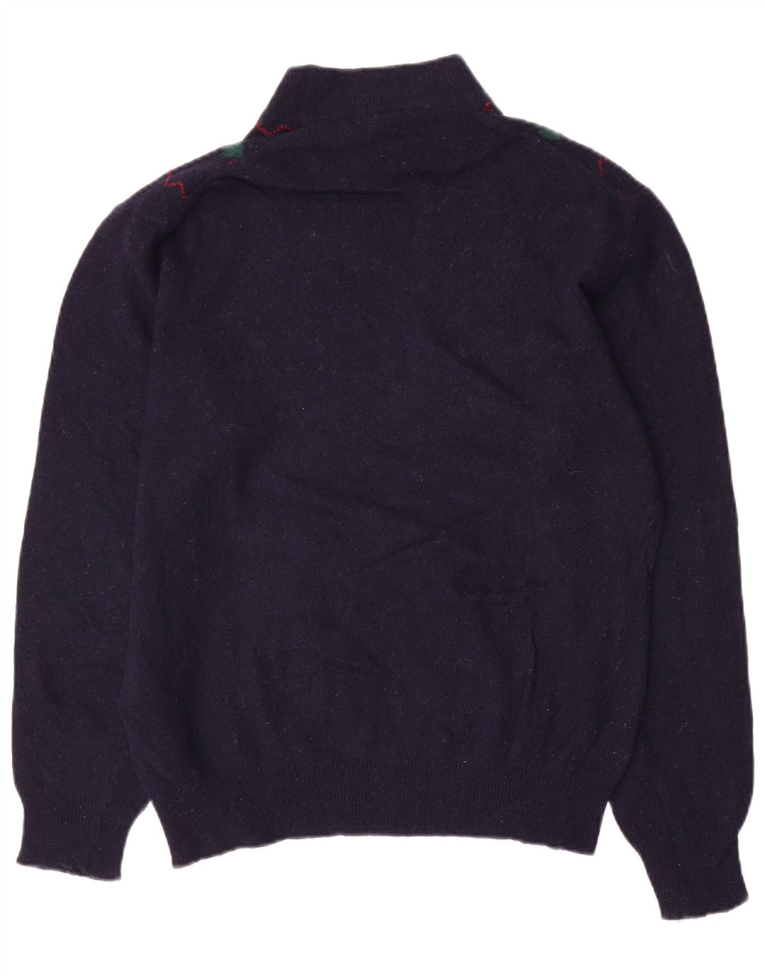 Vintage Herre Turtle Neck Jumper Sweater Medium Navy Blue Argyle/Diamond