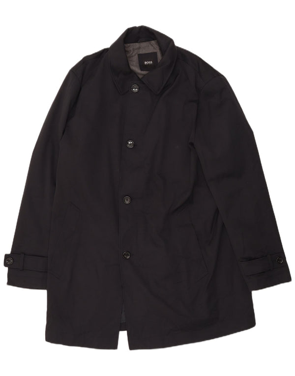 Hugo Boss Herre Overfrakke EU 56 3XL Sort Bomuld