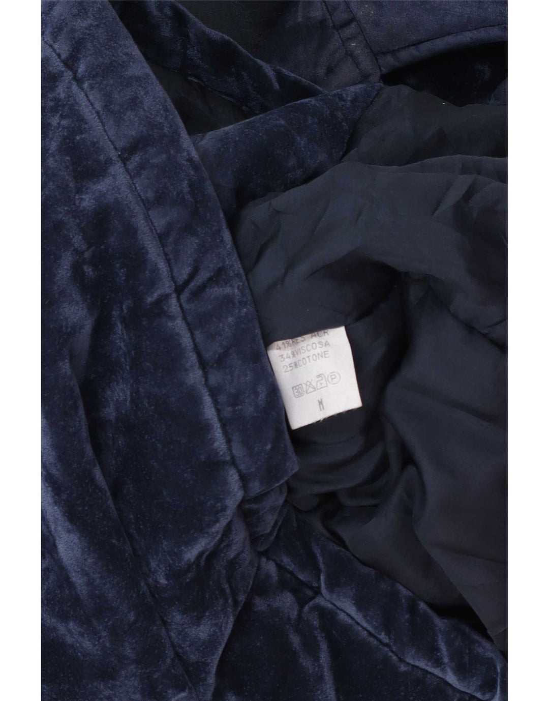 Vintage Dame Oversized Velvet Windbreaker Coat UK 14 Medium Navy Blue