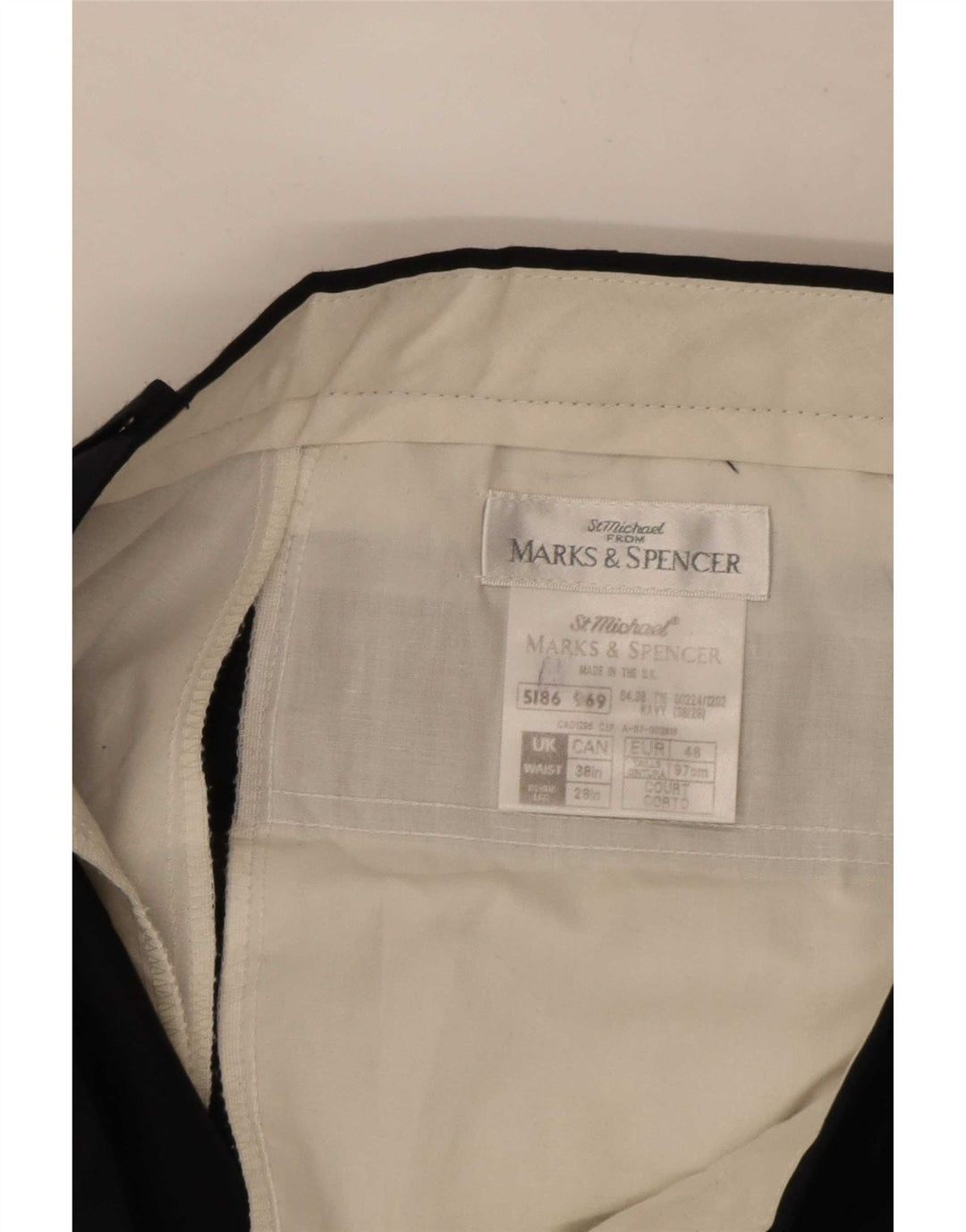 Marks & Spencer Herre lige jakkesætsbukser W38 L29 Marineblå stribet