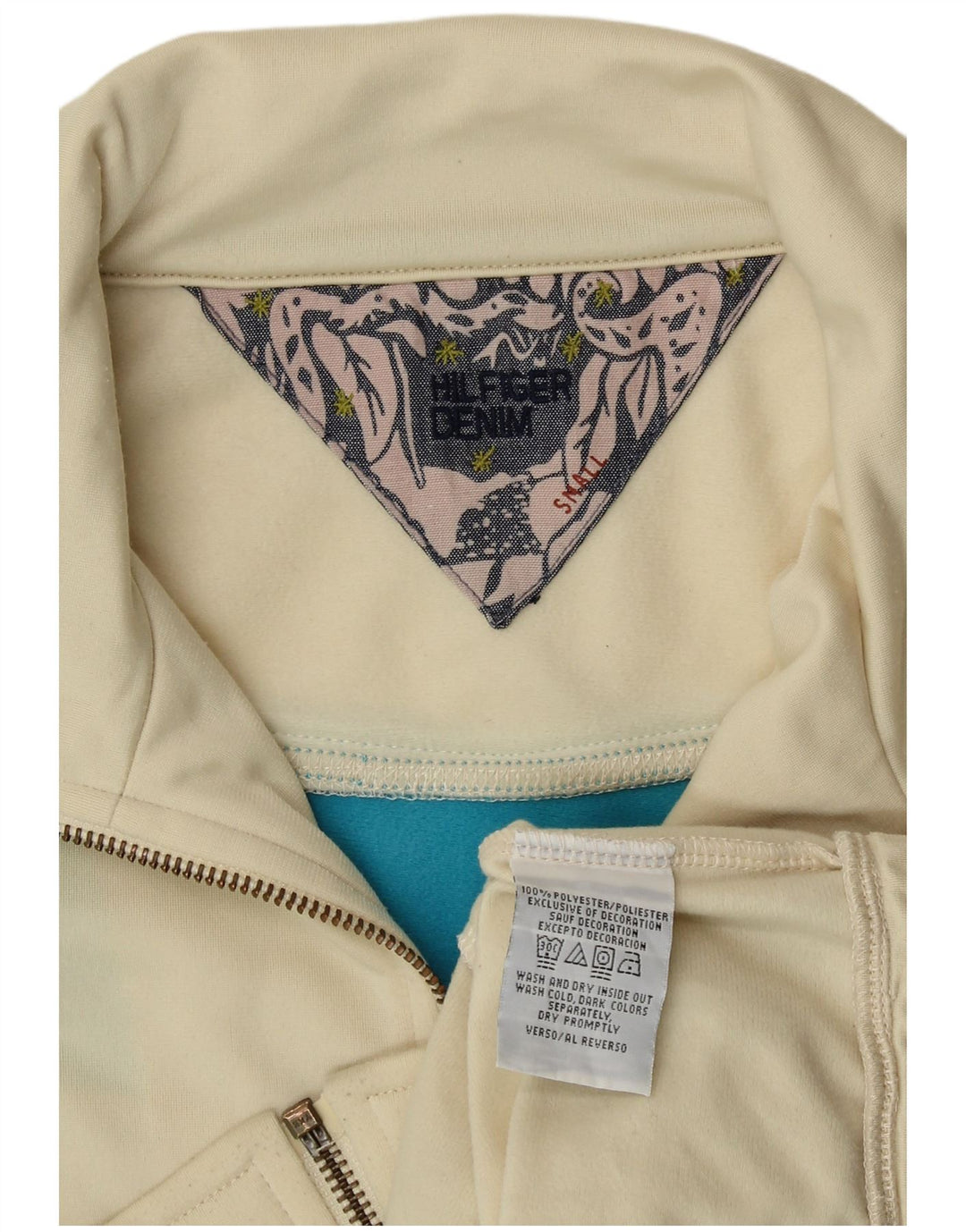 TOMMY HILFIGER Træningsdragt topjakke til kvinder UK 10 Small Beige Colourblock