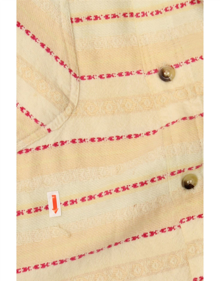 RIVER MOUNTAIN Mens Flannel Shirt Large Beige Striped