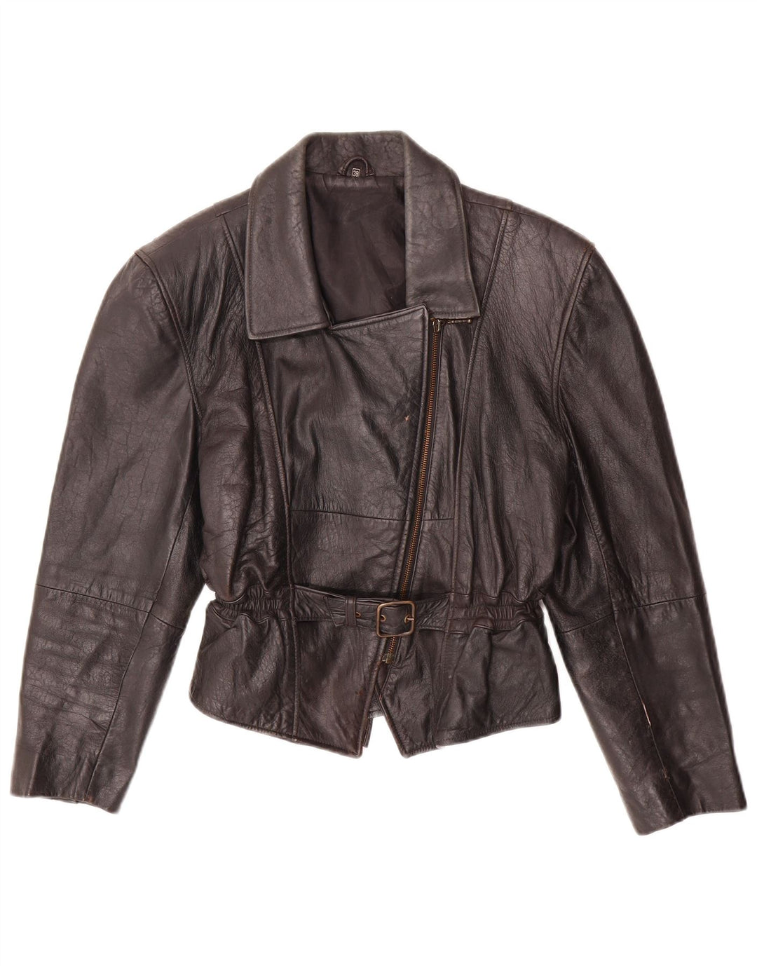 Vintage dame bikerjakke i læder EU 38 medium sort læder