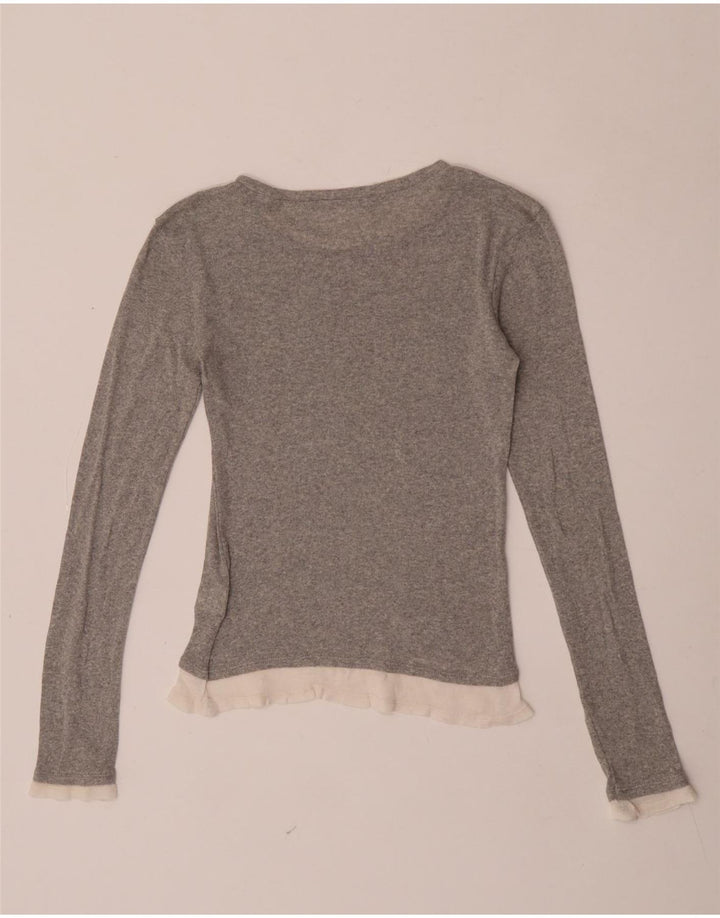 Zara Dame Top Langærmet UK 8 Small Grey Colourblock Polyester