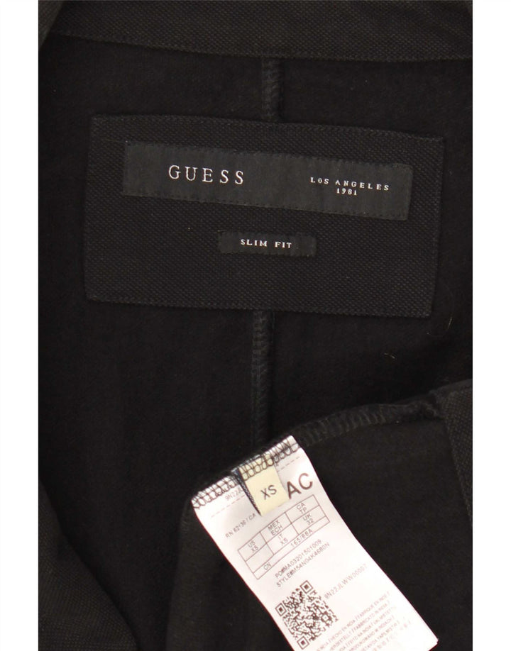 Guess Herre 2 Button Slim Fit Blazer Jacket UK 32 2XS Sort Bomuld