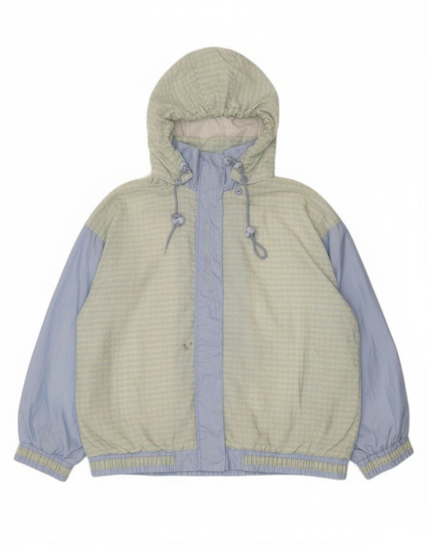 Eksklusiv dame regnjakke med hætte i overstørrelse UK 18 XL Grøn ternet nylon