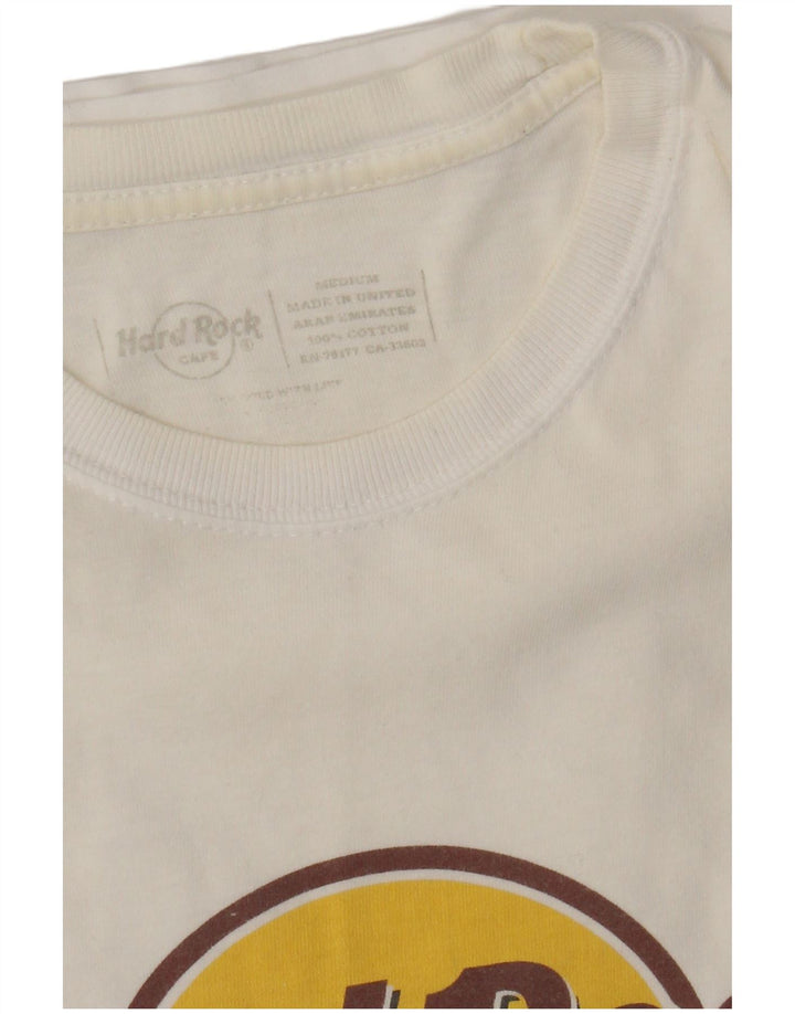 Hard Rock Cafe Herre Paris Grafisk T-Shirt Top Medium Hvid Bomuld