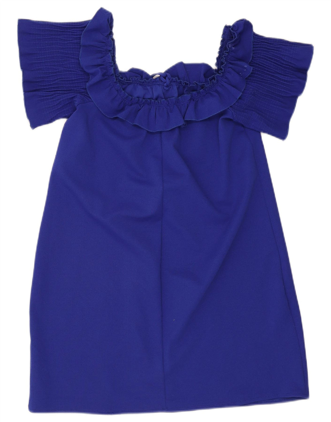 Zara Womens Ruffle Off Shoulder Dress UK 14 Large Blue