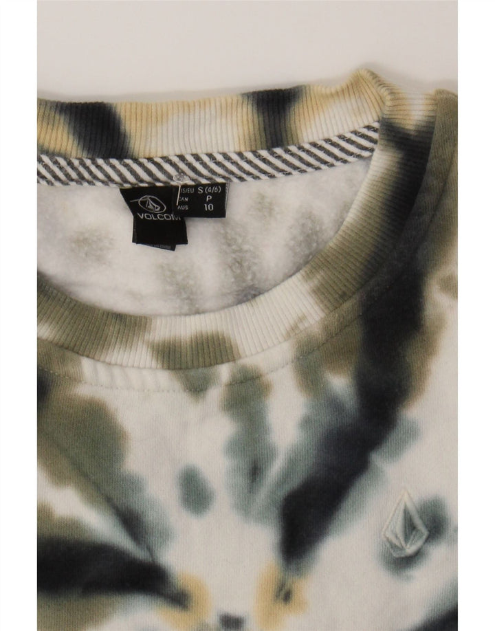 VOLCOM Womens Sweatshirt Jumper US 4/6 Small Multicoloured Tie Dye Vintage Volcom and Second-Hand Volcom from Messina Hembry 