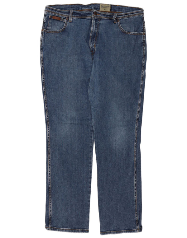 Wrangler Mens Texas Stretch Straight Jeans W38 L32 Blue Cotton
