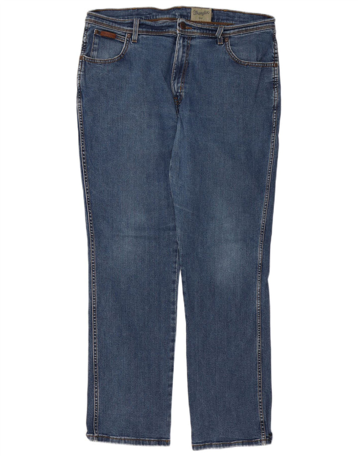 Wrangler Herre Texas Stretch Straight Jeans W38 L32 Blå Bomuld