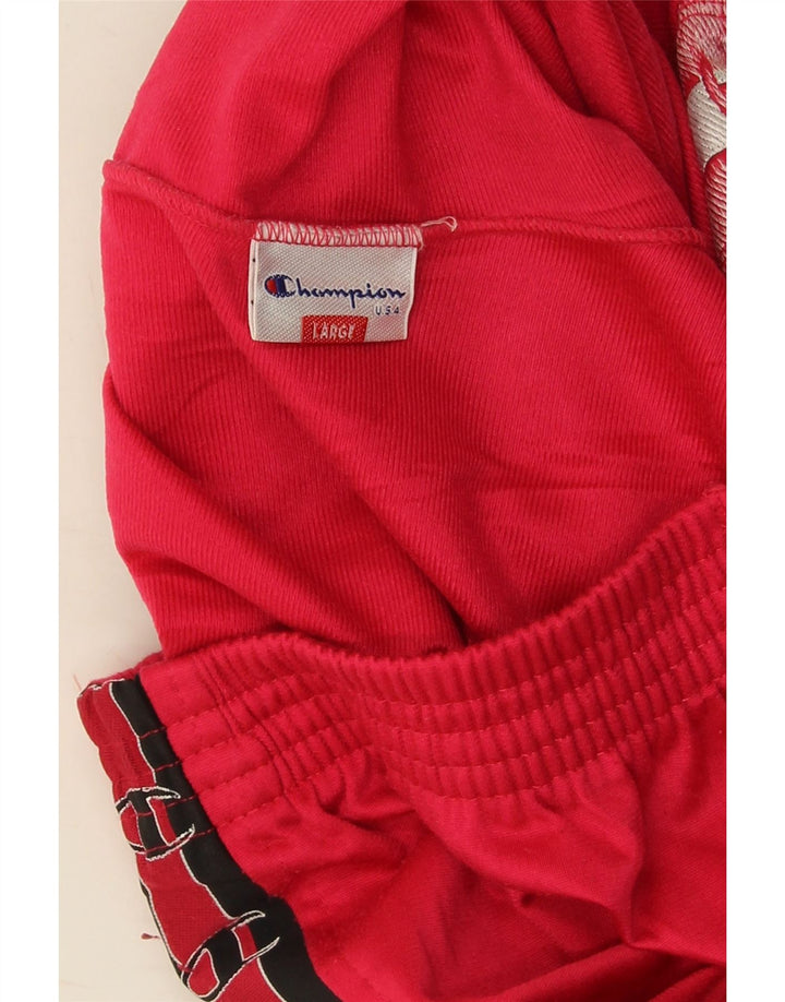 CHAMPION Womens Crop Graphic Tracksuit Bukser UK 16 Large Red Polyester
