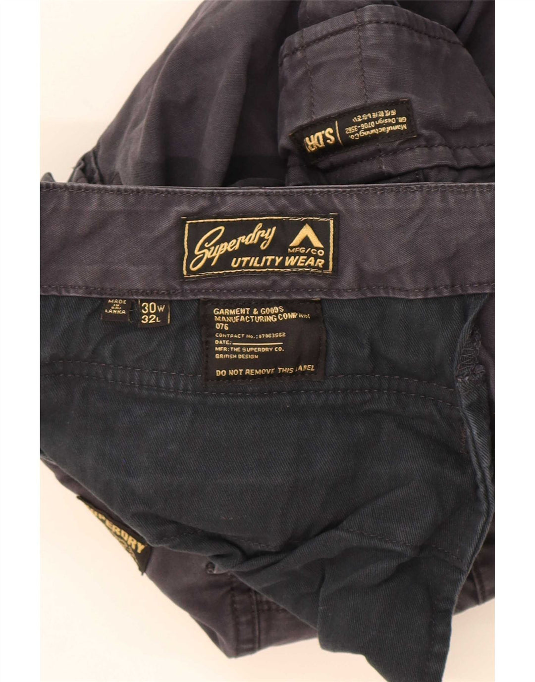 Superdry Straight Cargo-bukser til mænd W30 L30 Marineblå bomuld