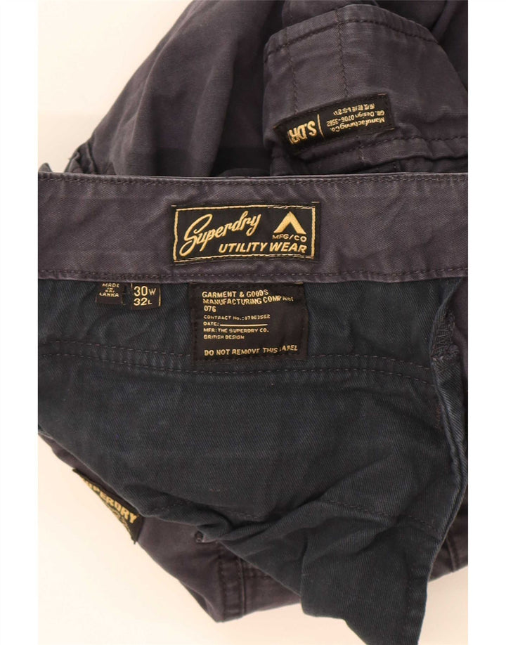 Superdry Straight Cargo-bukser til mænd W30 L30 Marineblå bomuld
