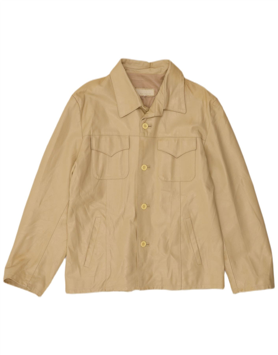 Bayside Herre Læderjakke UK 40 Stor Beige Læder
