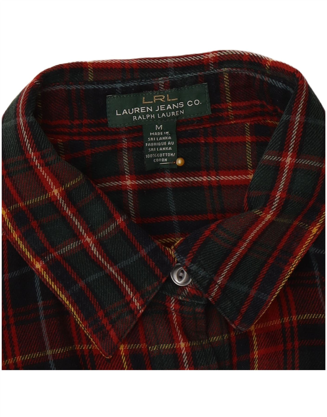 Ralph Lauren Dame Flanelskjorte UK 14 Medium Rød Ternet Bomuld