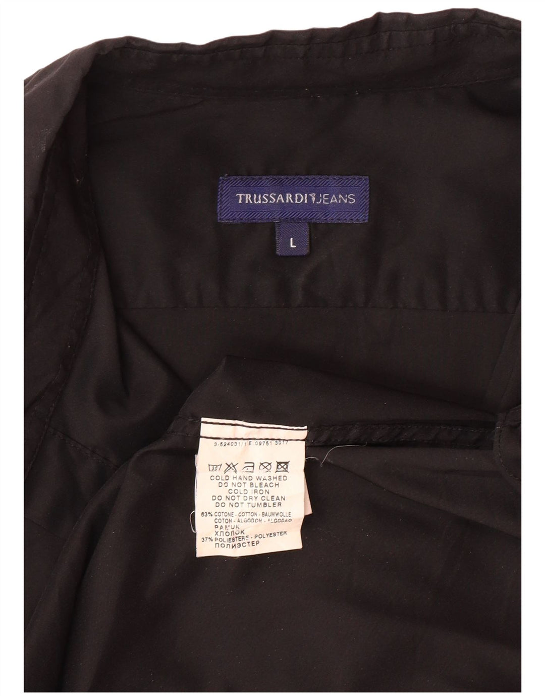 TRUSSARDI JEANS Herreskjorte Stor sort bomuld