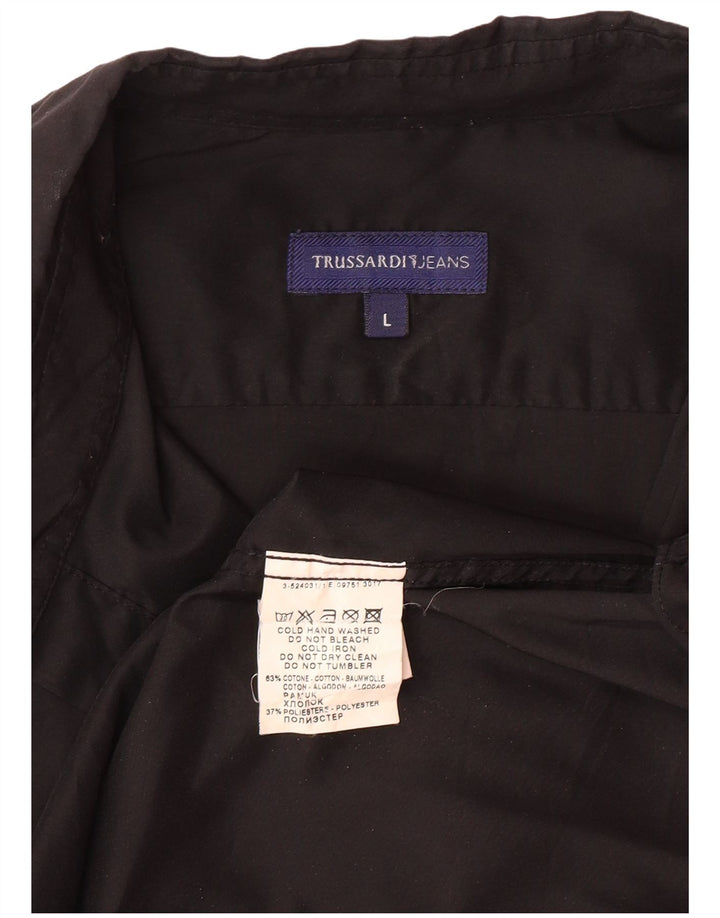 TRUSSARDI JEANS Herreskjorte Stor sort bomuld