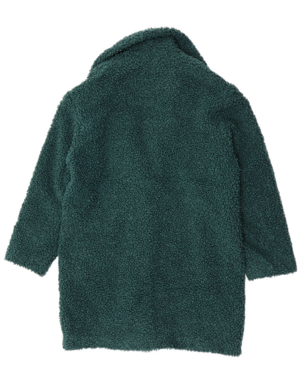Marks & Spencer Womens Fleece Overcoat UK 12 Medium Green Polyester