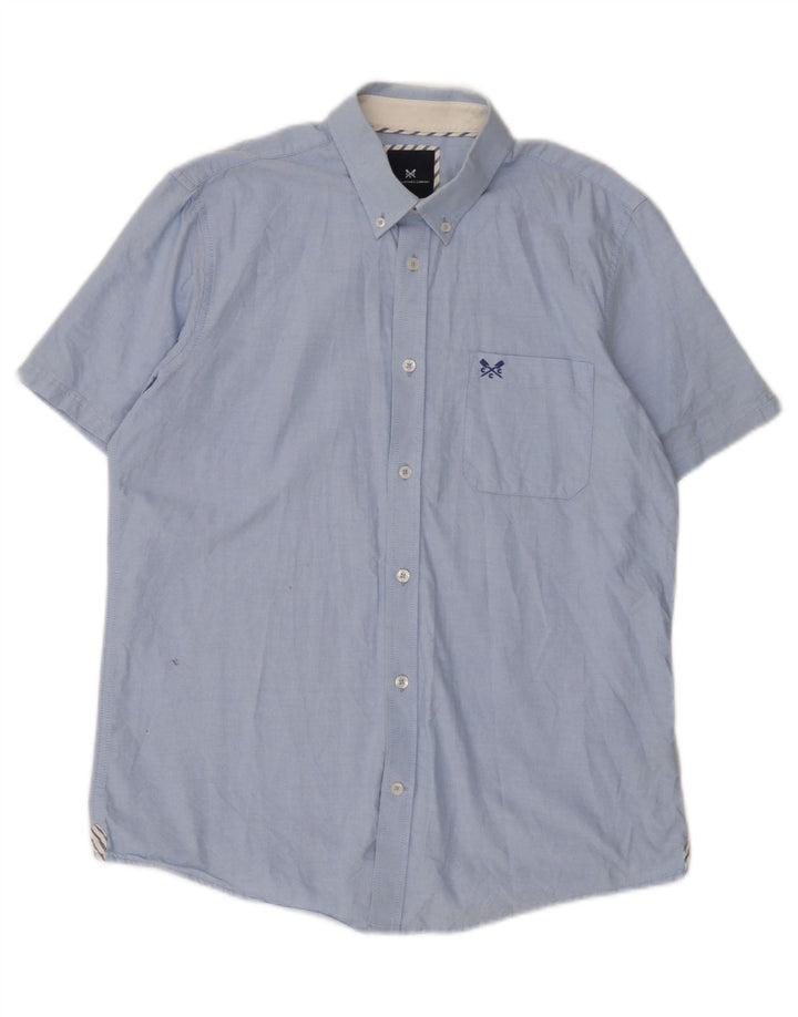 Crew Clothing Herre kortærmet skjorte Medium Blue Cotton