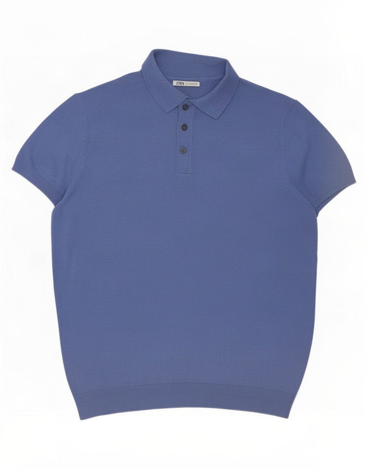 Zara Poloskjorte til mænd Medium Blue Viscose
