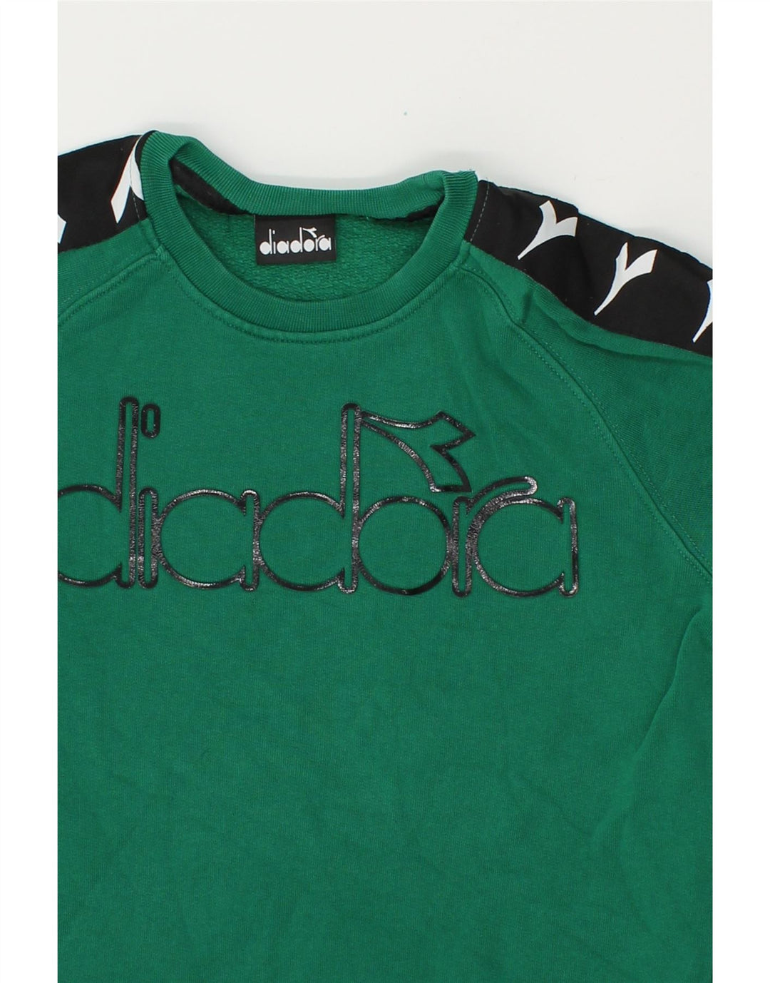 DIADORA Boys Graphic Sweatshirt Jumper 8-9 Years Green Colourblock Vintage Diadora and Second-Hand Diadora from Messina Hembry 