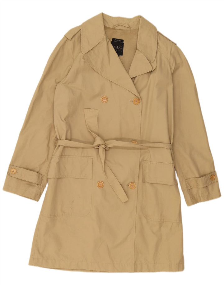 REPLAY Dame Trench Coat UK 14 Medium Beige Bomuld