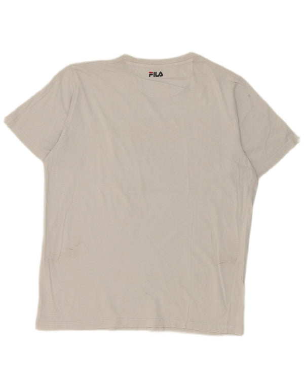 Fila Herre Grafisk T-Shirt Top Medium Hvid Bomuld
