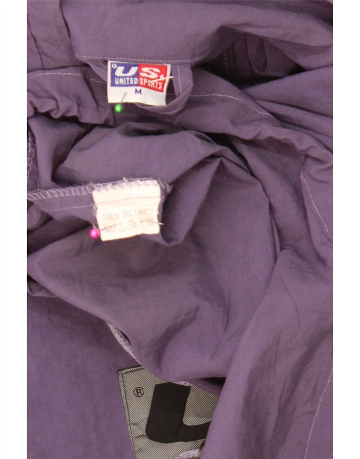 Vintage Herre Grafisk Loose Fit Anorak Jacket UK 38 Medium Lilla Polyamid