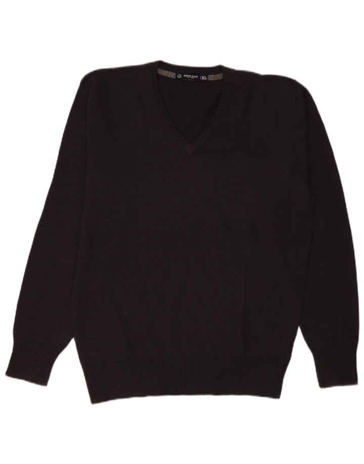 NORTH SAILS Mens V-Neck Jumper Sweater XL Grey Wool