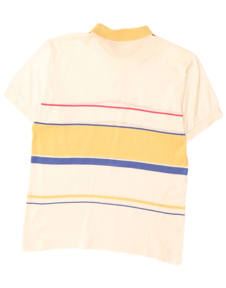 VINTAGE Poloshirt til mænd Medium Off White Stribet bomuld