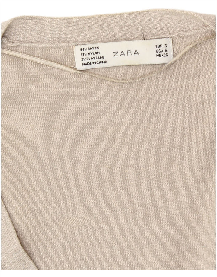 Zara Dame Cardigan Sweater UK 10 Small Grå