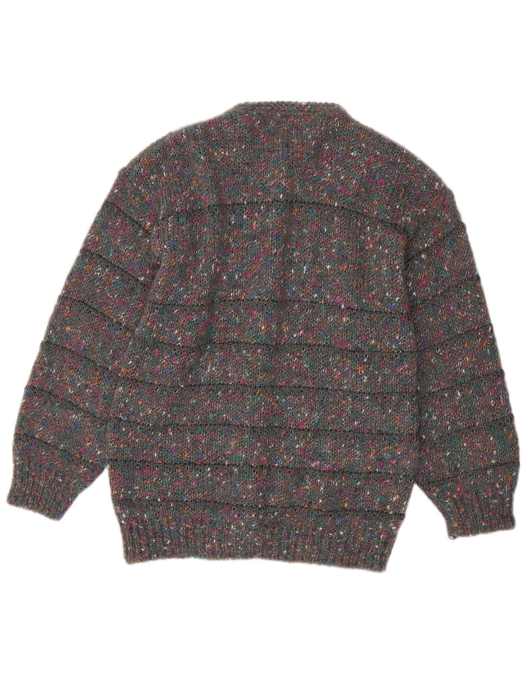 Vintage dame cardigan sweater UK 16 Large Grey Flecked Wool