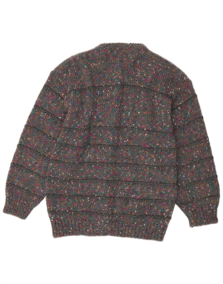 Vintage dame cardigan sweater UK 16 Large Grey Flecked Wool